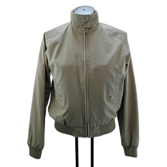 Lands' End Tan Cotton Blend Zip Front Jacket - Knit Cuffs/Waistband - Size S - Picture 1 of 8